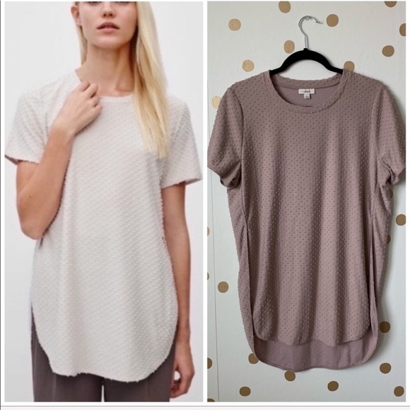 Aritzia Tops - Aritzia Wilfred Swiss Dot Side Slit Tunic Top L